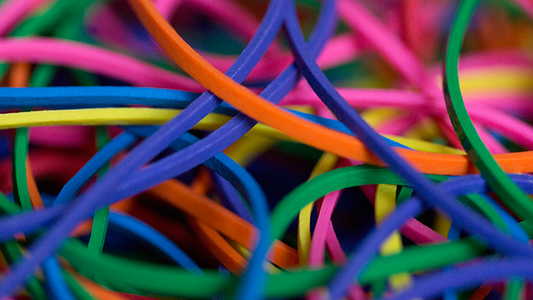 Joe Rindfleisch's SIZE 16 Rainbow Rubber Bands (Combo Pack) - Trick alternate view - Wizard Magic Shop