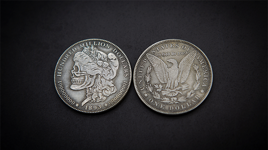 MORGAN SKULL HEAD COIN by Men Zi Magic alternate view - Wizard Magic Shop