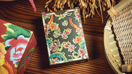 Phoenix and Peony (Green) Playing Cards by Bacon Playing Card Company alternate view - Wizard Magic Shop