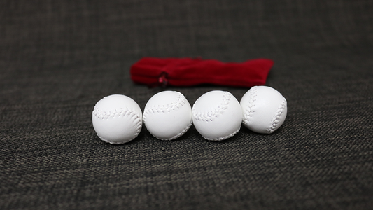 Set of 4 Leather Balls for Cups and Balls (White and White) by Leo Smetsers - Trick alternate view - Wizard Magic Shop