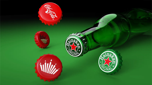 The Clink (Cap in Bottle) Set by Iarvel Magic and Wonder House (Heineken, Coke, and Budweiser) alternate view - Wizard Magic Shop