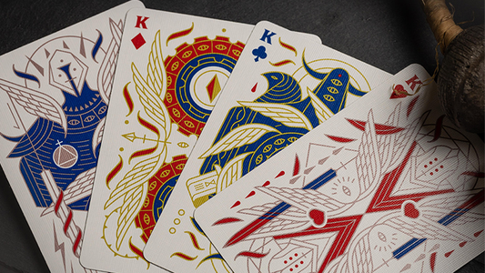 Celestial Valor Playing Cards by Giovanni Meroni(greenish yellow) alternate view - Wizard Magic Shop