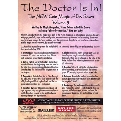 The Doctor Is In - The New Coin Magic of Dr. Sawa Vol 3 - DVD alternate view - Wizard Magic Shop