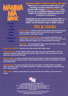 Mamma Mia Magic by Aldo Colombini - DVD alternate view - Wizard Magic Shop