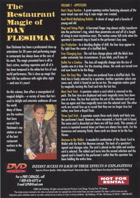 Restaurant Magic Volume 1 by Dan Fleshman - DVD alternate view - Wizard Magic Shop
