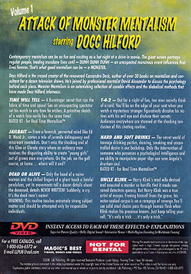 Docc Hilford: Attack Of Monster Mentalism Volume 1 - DVD alternate view - Wizard Magic Shop
