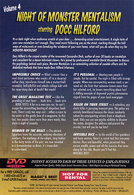 Docc Hilford: Night Of Monster Mentalism Volume 4 - DVD alternate view - Wizard Magic Shop