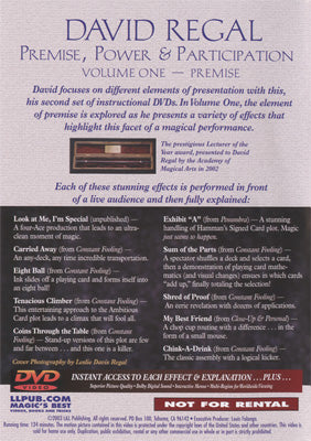 Premise Power & Participation Vol. 1 by David Regal and L & L Publishing - DVD alternate view - Wizard Magic Shop