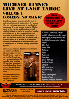 Finney Live at Lake Tahoe Volume 1 by L & L Publishing - DVD alternate view - Wizard Magic Shop