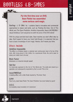 Bootlegs And B-Sides - Volume 1 by Sean Fields - DVD alternate view - Wizard Magic Shop