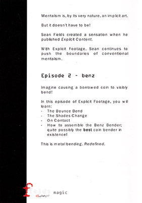 Explicit Footage: Benz by Sean Fields - DVD alternate view - Wizard Magic Shop