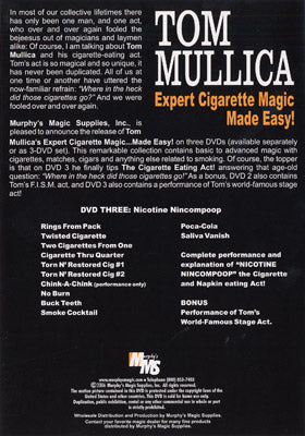 Expert Cigarette Magic Made Easy - Vol.3 by Tom Mullica - DVD alternate view - Wizard Magic Shop