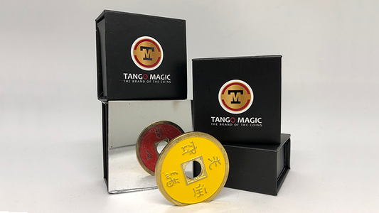 Chinese Coin (CH0020) Red & Yellow by Tango Magic - Tricks - Wizard Magic Shop
