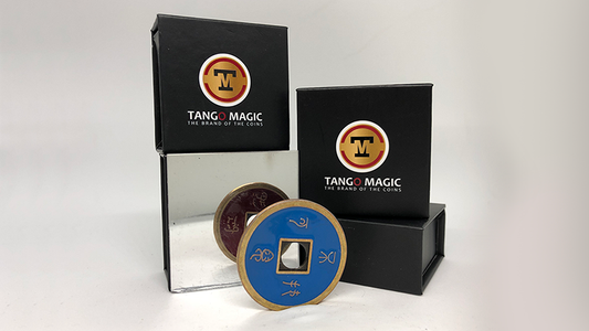 Chinese Coin (CH0021) Blue & Red by Tango Magic - Tricks - Wizard Magic Shop