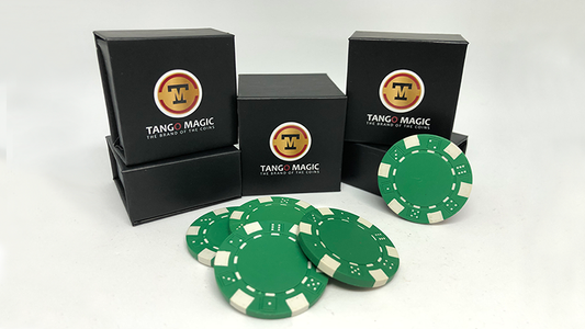 Expanded Shell Poker Chip Green plus 4 Regular Chips (PK001G) by Tango Magic - Trick - Wizard Magic Shop