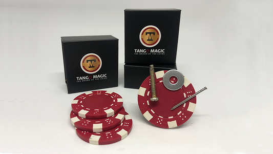 Magnetic Poker Chip Red plus 3 regular chips (PK003R) by Tango Magic - Trick - Wizard Magic Shop