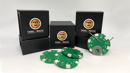 Magnetic Poker Chip Green plus 3 regular chips (PK003G) by Tango Magic - Trick - Wizard Magic Shop