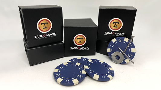 Magnetic Poker Chip Blue plus 3 regular chips (PK003B) by Tango Magic - Trick - Wizard Magic Shop