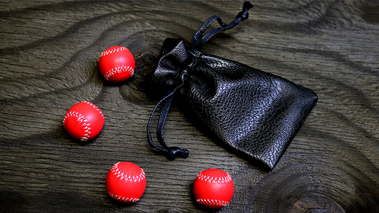 Set of 4 Leather Balls for Cups and Balls (Red) by Leo Smetsers - Trick - Wizard Magic Shop