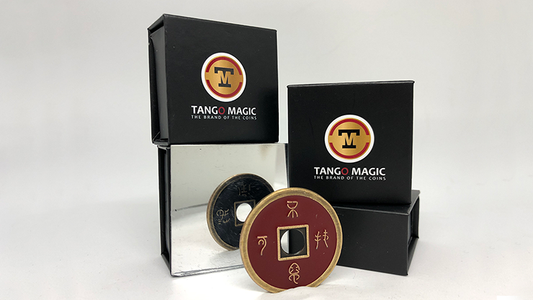 Dollar Size Chinese Coin (Black and Red) by Tango (CH037) - Wizard Magic Shop