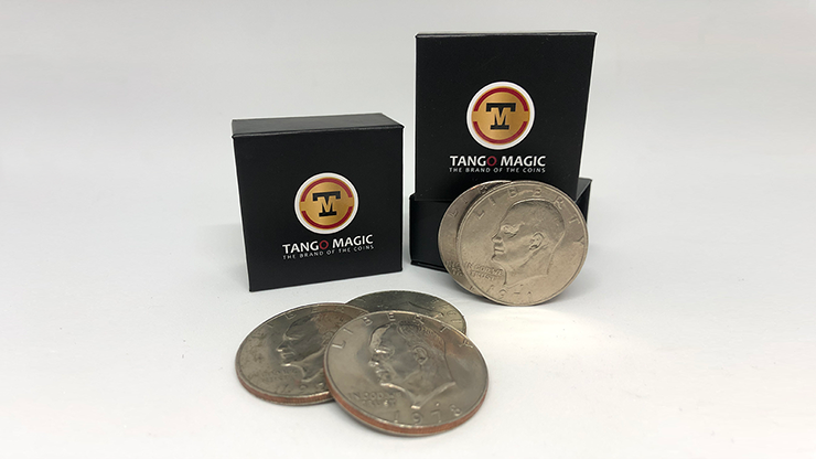 Ensemble de pièces de monnaie en coquille parfaite Dollar Eisenhower (coquille et 4 pièces D0202) par Tango Magic - Astuce 