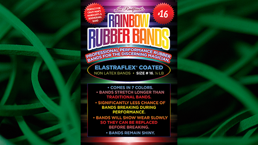 Joe Rindfleisch's SIZE 16 Rainbow Rubber Bands (Marcus Eddie - Green Pack ) by Joe Rindfleisch - Trick - Wizard Magic Shop