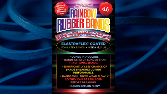 Joe Rindfleisch's SIZE 16 Rainbow Rubber Bands (Hanson Chien - Blue Pack) by Joe Rindfleisch - Trick - Wizard Magic Shop