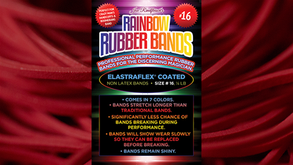 Joe Rindfleisch's SIZE 16 Rainbow Rubber Bands (Joe Rindfleisch - Red Pack) by Joe Rindfleisch - Trick