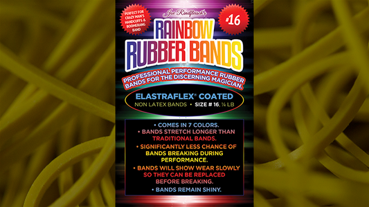 Joe Rindfleisch's SIZE 16 Rainbow Rubber Bands (Russell Leeds -Yellow ) by Joe Rindfleisch - Trick - Wizard Magic Shop