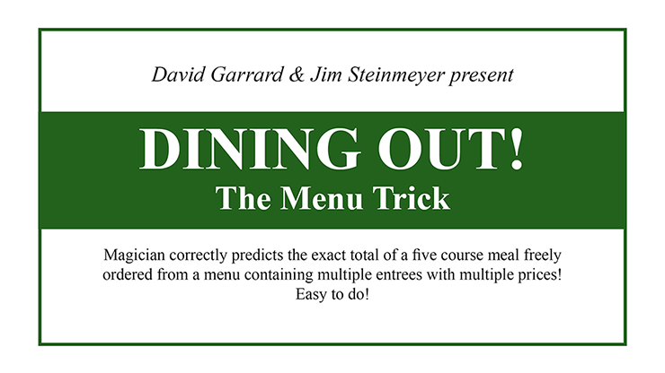 Dîner à l'extérieur! L'astuce du menu par David Garrard et Jim Steinmeyer - Astuce 