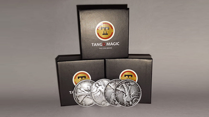 Réplica de Walking Liberty TUC más 3 monedas (trucos e instrucciones en línea) de Tango Magic-truco 