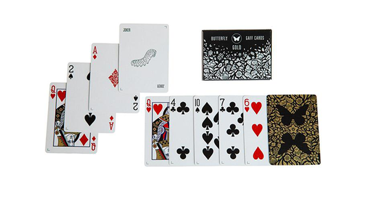 Gaff pack for Butterfly Playing Cards Marked (Black and Gold) by Ondrej Psenicka alternate view - Wizard Magic Shop