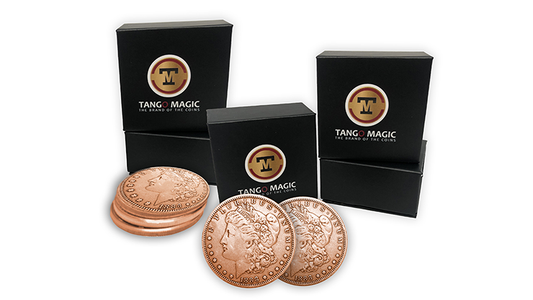 Copper Morgan Expanded Shell plus 4 four Regular Coins (Gimmicks and Online Instructions) by Tango Magic - Trick - Wizard Magic Shop