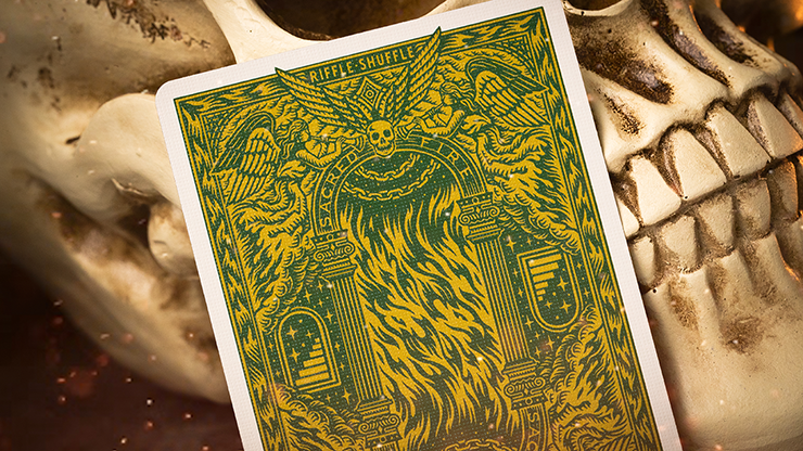 Sacred Fire (Emerald Flare) Playing Cards by Riffle Shuffle