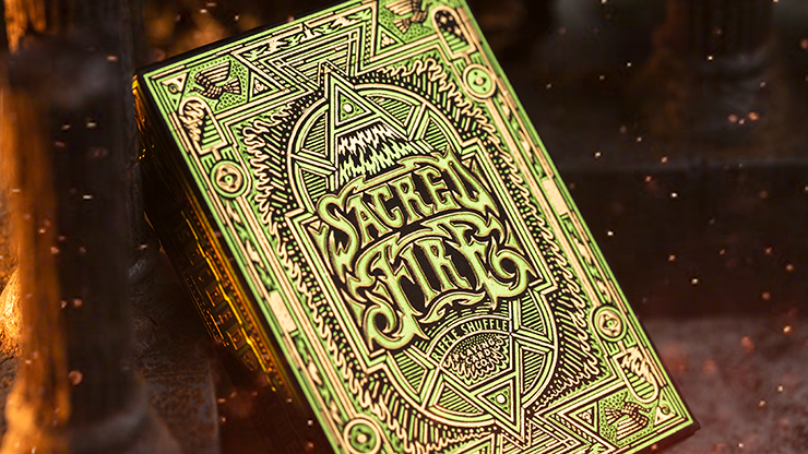 Sacred Fire (Emerald Flare) Playing Cards by Riffle Shuffle