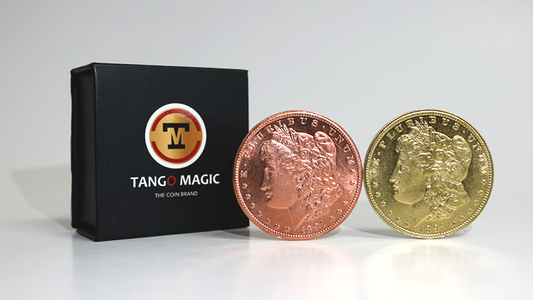 Replica Golden Morgan Hopping Half (Gimmicks and Online Instructions) by Tango Magic - Trick - Wizard Magic Shop