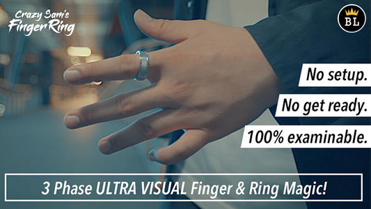 Hanson Chien Presents Crazy Sam's Finger Ring SILVER / MEDIUM (Gimmick and Online Instructions) by Sam Huang - Trick alternate view - Wizard Magic Shop