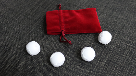 Set of 4 Leather Balls for Cups and Balls (White and White) by Leo Smetsers - Trick - Wizard Magic Shop