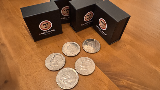 Expanded Shell Half Dollar (plus 4 Regular Coins D0207) by Tango Magic - Wizard Magic Shop