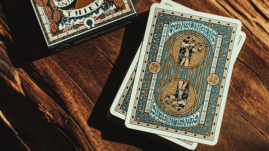 Gunslingers Poker (Blue) Playing Cards alternate view - Wizard Magic Shop
