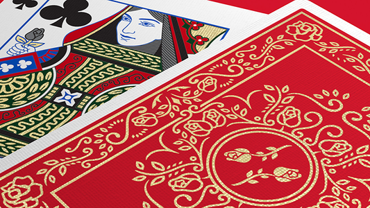 Red Roses Gold Foil Playing Cards (Fully Marked) alternate view - Wizard Magic Shop