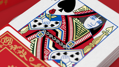 Red Roses Gold Foil Playing Cards (Fully Marked)