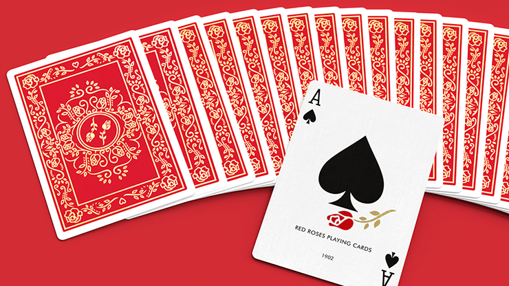Red Roses Gold Foil Playing Cards (Fully Marked)