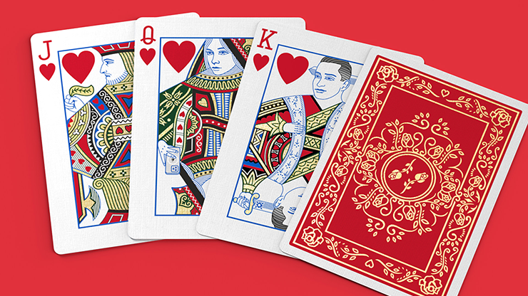 Red Roses Gold Foil Playing Cards (Fully Marked)