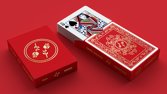 Red Roses Gold Foil Playing Cards (Fully Marked) - Wizard Magic Shop