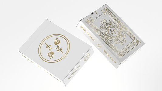 Black Roses White Gold Foil Playing Cards - Wizard Magic Shop
