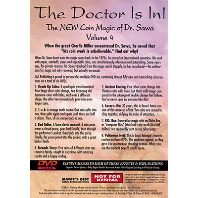 The Doctor Is In - The New Coin Magic of Dr. Sawa Vol 4 - DVD alternate view - Wizard Magic Shop