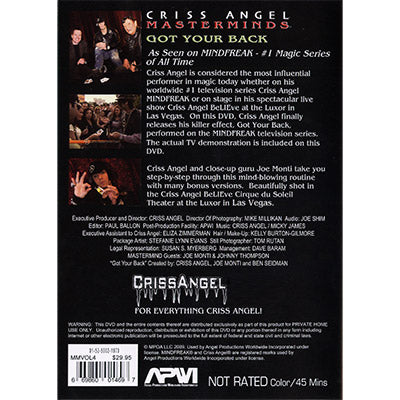 Masterminds (Got Your Back) Vol. 4 de Criss Angel - DVD 