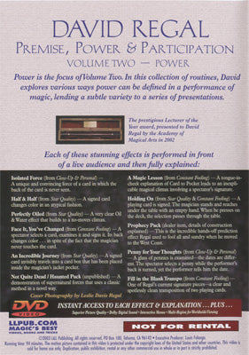 Premise Power & Participation Vol. 2 by David Regal and L & L Publishing - DVD alternate view - Wizard Magic Shop