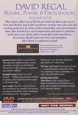 Premise Power & Participation Vol. 4 by David Regal and L & L Publishing - DVD alternate view - Wizard Magic Shop